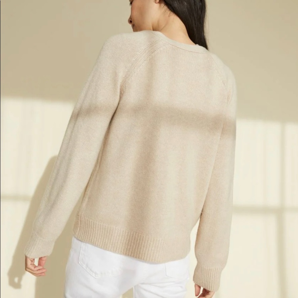 Jenni Kayne Cashmere Stanford Cardigan Oatmeal - Size Large - Picture 8 of 13